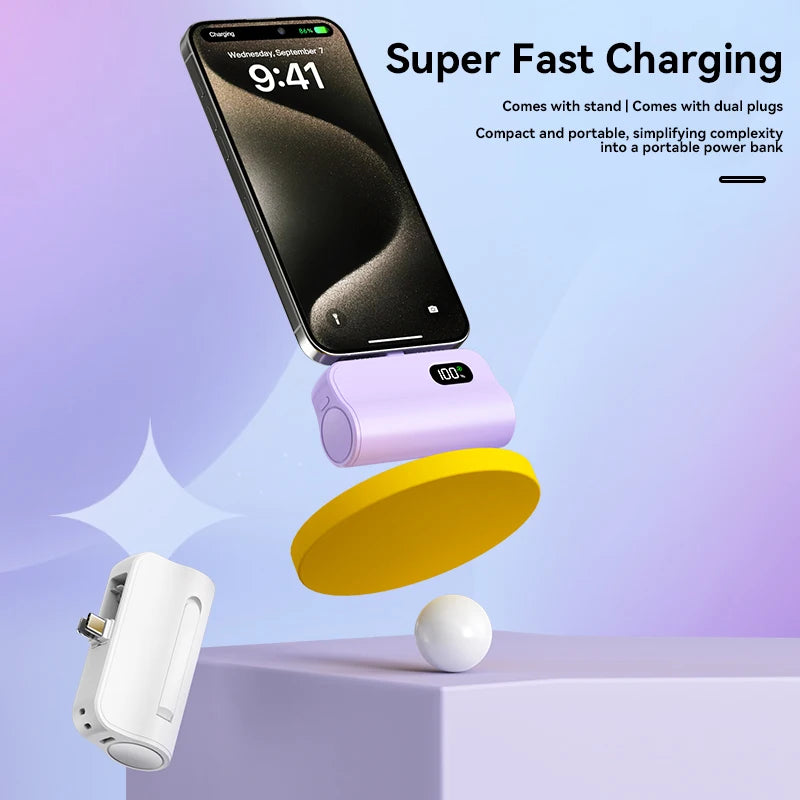 PC Xiaomi Mini 50000mAh Capsule 2-in-1 Large Capacity Digital Display Portable Fast Charging External Battery  Iphone Samsung