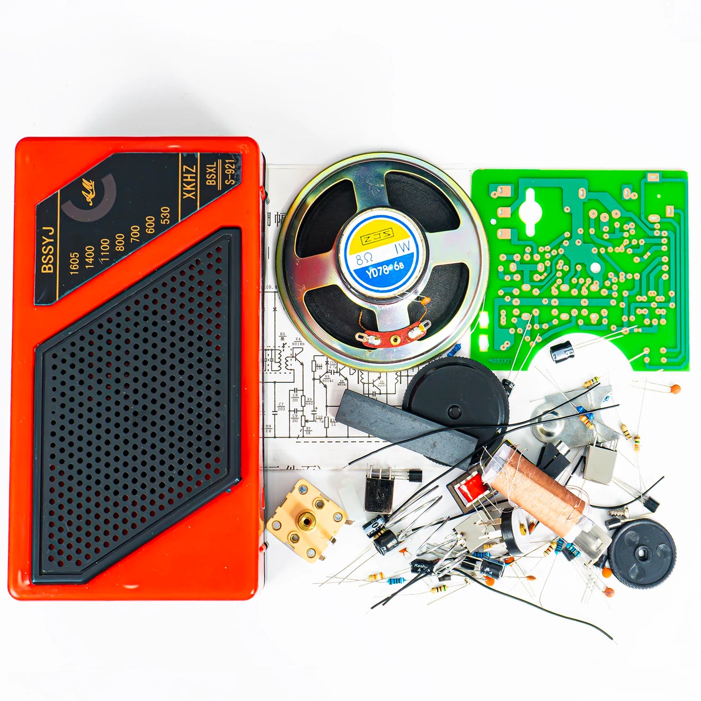 ZX921 Eight Tube Radio Assembly Kit Electronic Production Teaching Training DIY Welding Parts