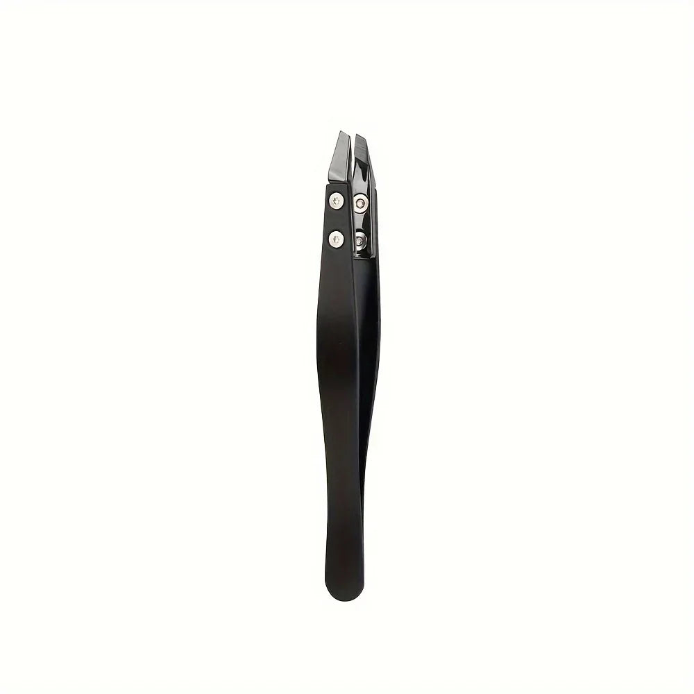 Zirconia Ceramic Pointed Tweezers Stainless Steel Tweezers with Slanted Tips Edges Eyebrows Beards Hair  Eyelash Tweezers