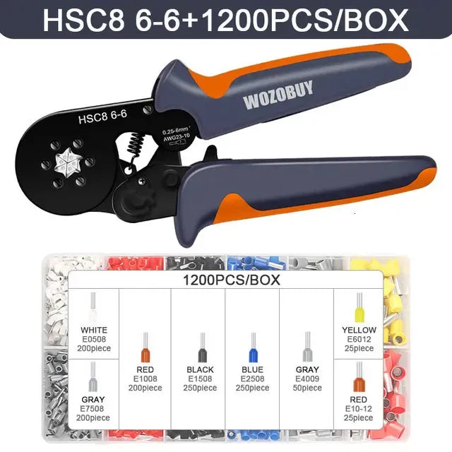 New Ferrule Crimping Tool Kit with Ferrules Terminals WOZOBUY Selfadjustabl