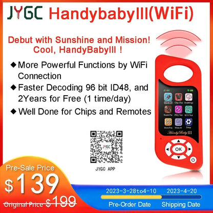 NewJYGC Handy BabyIII Car Keys Chip Copier Auto Key Programmer Free G/96bit