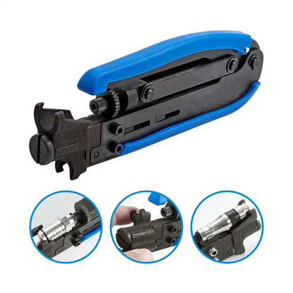 New RG6 RG59 RG7 RG11 Wire Stripper Crimping Tool Kit Coaxial Cable Crimper