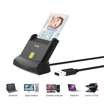 Lecteur de carte à puce USB 2.0 Wiisdatek 2024 Mémoire pour ID Bank EMV IC Chip Sma