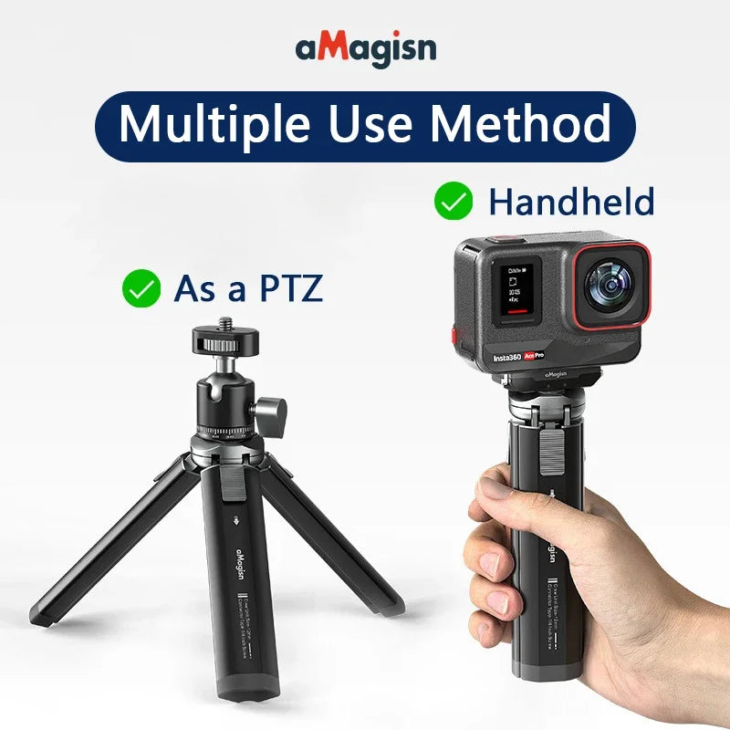 PC aMagisn Metal Selfie Stick Tripod Base Hand Grip  Insta360 X4 X3 DJI OSMO Gopro Hero 13 12 11 10 9 Action Camera Accessories