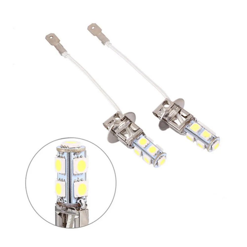 2Pcs H3 12V LED Headlight Car Fog Light Bulbs 5050 LED Chips Auto Driving R