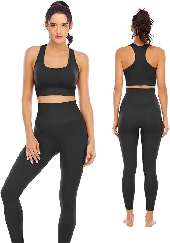 Workout Sets for Women 2 Piece High Waisted Seamless Leggings with Padded Stretchy Sports Bra Sets Gym Clothes gtooza.com