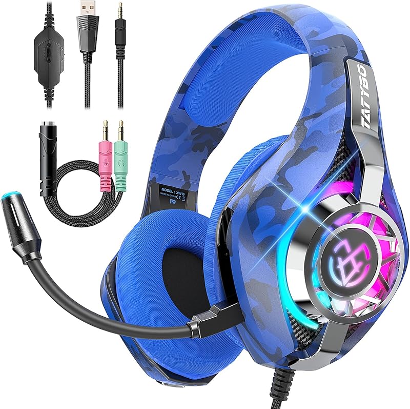 Gaming Headset for PC, Ps5, Switch, Mobile, Gaming Headphones for Nintendo with Noise Canceling Mic, Deep Bass Stereo Sound