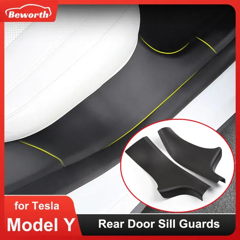 New 2pcs Rear Door Sill Guards For Tesla Model Y ABS Inner Protector Plate