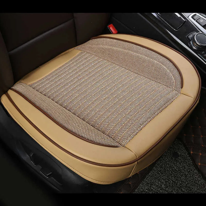 New New Flax Car Seat Cover Cushion 3D Surrounded Leather Line Front Protec