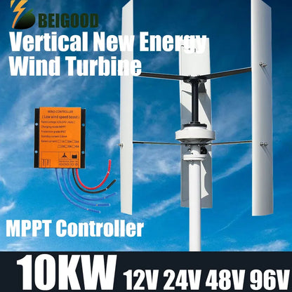 NewBeiGood 10KW 12V 24V 48V Vertical Axis Wind Power Turbine Generator Low