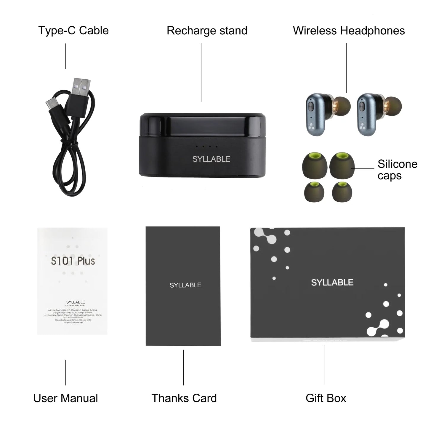 Écouteurs pour téléphone portable d'origine SYLLABLE S101 Plus TWS de puce QCC3040 12 heures