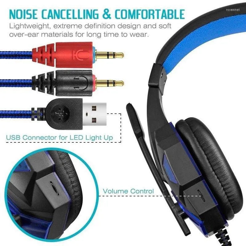 Casque PCGaming Casque d'écoute stéréo à basses profondes pour gamer avec microphone