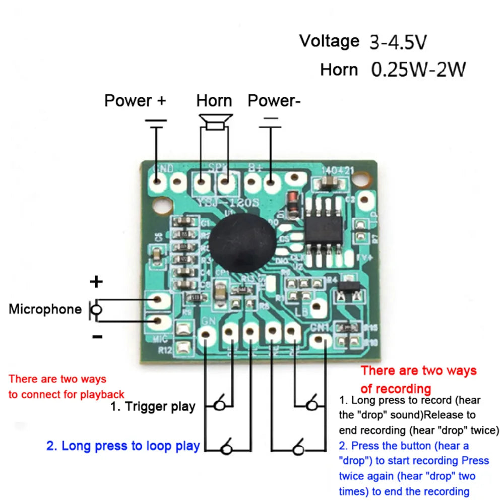 New 30s Sound Voice Music Recorder Board Module For Electronic Toy IC Chip