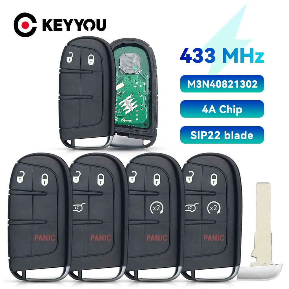 NewKEYYOU 1PCS New Remote Car Key 433Mhz ASK 4A Chip For JEEP Compass Reneg