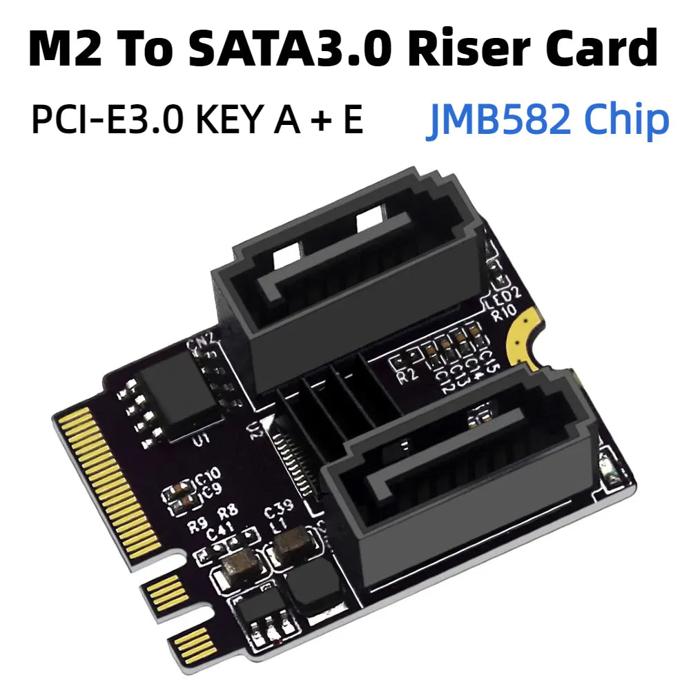 NewM2 To SATA3.0 Adapter Card PCI-E3.0 KEY A + E WIFI M.2 To SATA JMB582 Ch