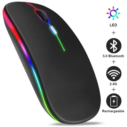 PCWireless Mouse RGB Rechargeable Bluetooth Mice Wireless Computer Mause LE