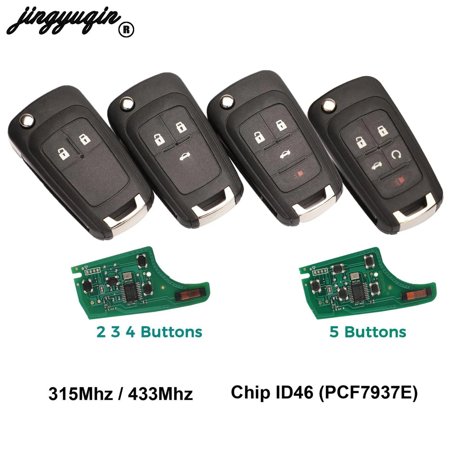 jingyuqin 2/3/4/5 Buttons For OPEL 315/433MHz Fob ID46 PCF7937E Chip Foldin