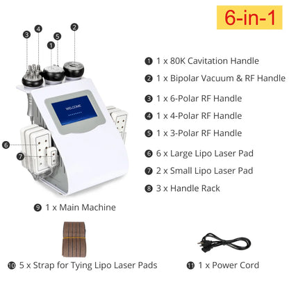 PC mychway 6 In 1 80k Cavitation Machine With Vacuum Radiofrequency For Bod