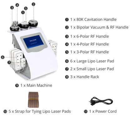 PC mychway new 6 In 1 80k Cavitation Machine With Vacuum Radiofrequency For