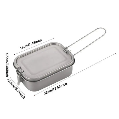 PC outdoor Titanium Lunch Box Metal Lunchbox Foldable Handle Box With Airti