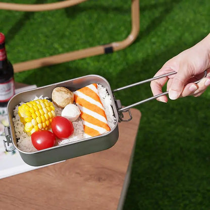 PC outdoor Titanium Lunch Box Metal Lunchbox Foldable Handle Box With Airti