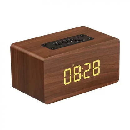 W5C Bluetooth Speaker Clock Version Wooden Chip FM Radio Playback Alarm Clo