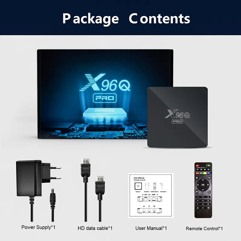 New X96Q PRO Android 10.0 TV Box H313 Chip 2GB 16GB 2.4G WiFi 4K Smart TV B