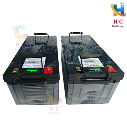 PC waterproof 12V 200AH 150Ah 100AH 24V 200Ah 48V 100Ah Lifepo4 bluetooth BMS APP  2400w inverter EV Fishing boat +Charger