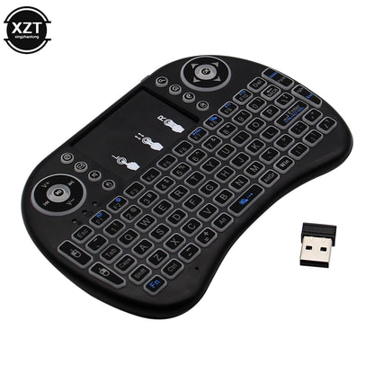 Clavier sans fil pour PC Clavier rétroéclairé I8 Mini Air Mouse 2,4 G Pavé tactile Anglais