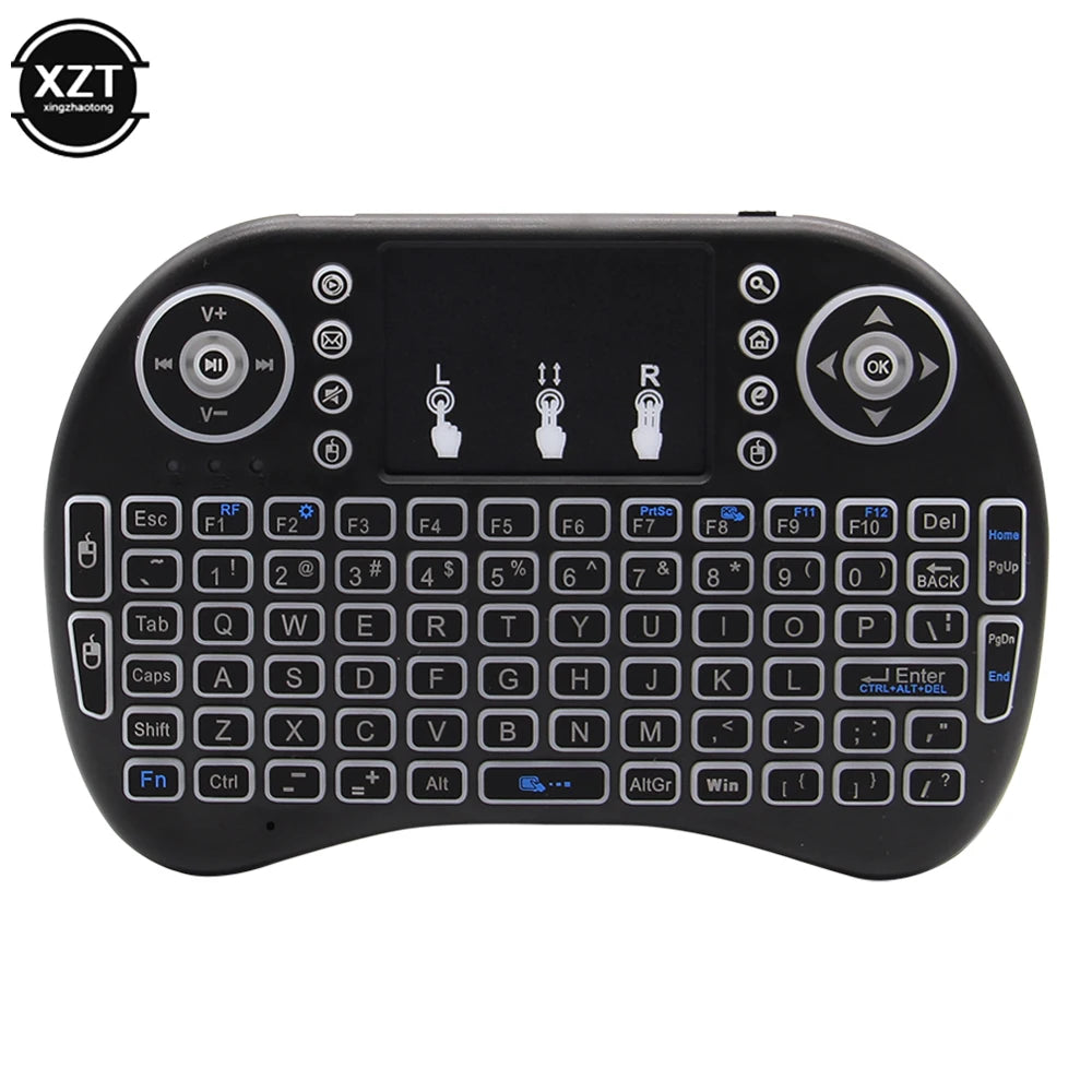 Clavier sans fil pour PC Clavier rétroéclairé I8 Mini Air Mouse 2,4 G Pavé tactile Anglais